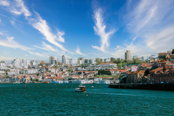 Panoramic landscape of the Douro and Porto and Vila Nova de Gaia, view in the background of the...