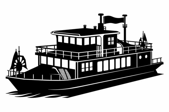 riverboat silhouette vector illustration