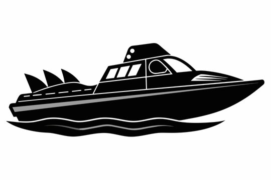 black boat on water clip art preview