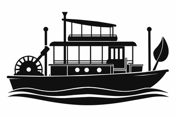 paddleboat silhouette vector illustration