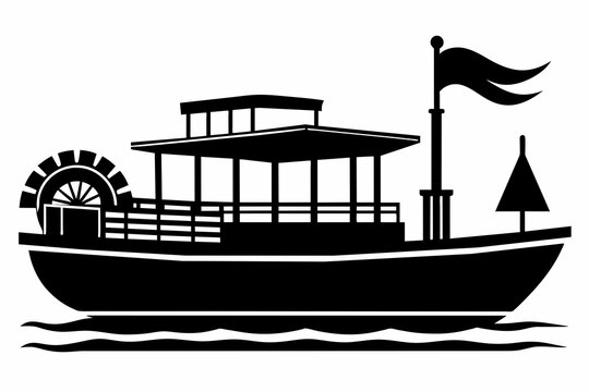 paddleboat silhouette vector illustration