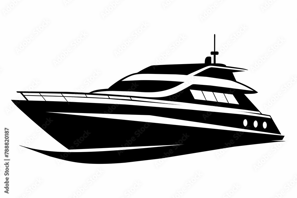 Wall mural yacht silhouette vector illustration