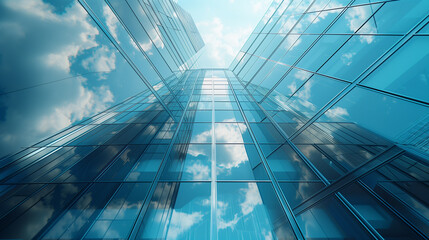 Fototapeta na wymiar office business buildings reflecting in the sky 