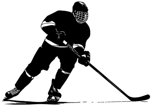 recommend clip art: ice hockey player silhouette, isolated 