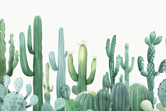 watercolor style cactus illustration background
