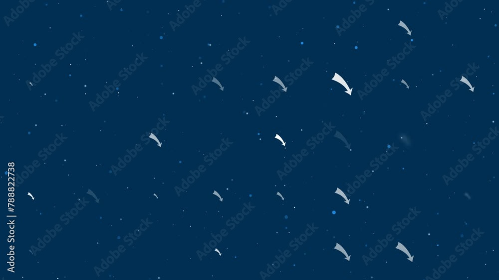 Poster template animation of evenly spaced down arrows of different sizes and opacity. animation of transpa