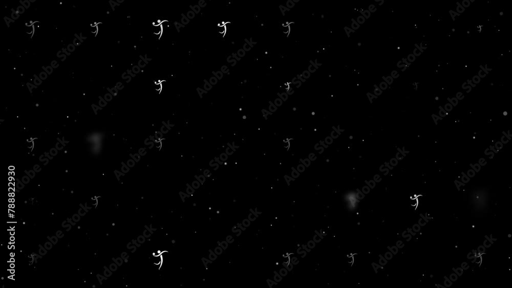 Poster template animation of evenly spaced handball symbols of different sizes and opacity. animation of tr