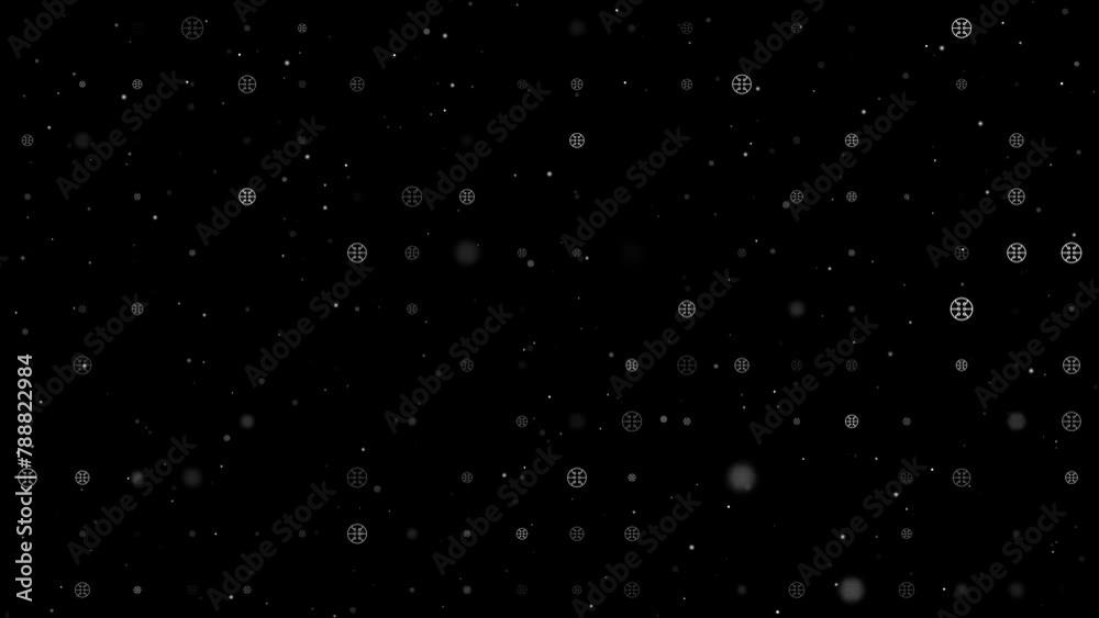 Poster template animation of evenly spaced microcircuit symbols of different sizes and opacity. animation o