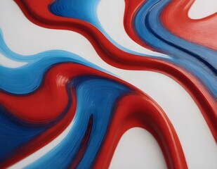 Abstract Blue and Red Strokes of Oil Paint on a White Background