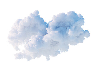 3d rendering. Cloud clip art isolated on white background. Fluffy cumulus. Realistic sky