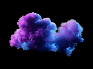 3d render, fantastic colorful cloud illuminated with pink blue neon light, isolated on black background - 788823570