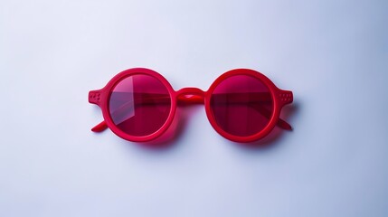 Red sunglasses isolated against a white background