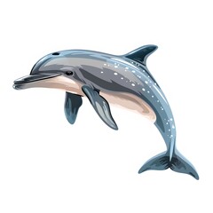 Dreamy Dolphin Art: Cute and Magical Illustration on White Background
