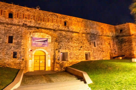 Sanremo Jail exterior view at night