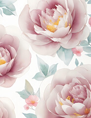 Elegant Floral Watercolor Design. Soft watercolor peonies in pastel colors, perfect for wedding invitations, greeting cards, and home decor accents.