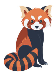 Cute Red panda illustration isolated on white transparent background. PNG format