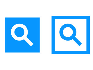 シンプル正方形検索ボタンセット：青