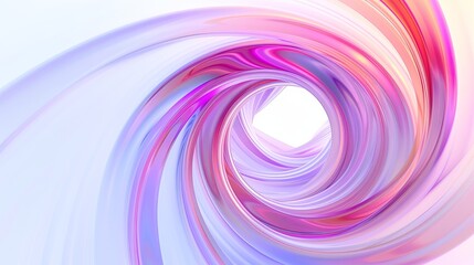 Obraz premium 3D render of fluid spiral line on white background, iridescent colors, minimalistic design. Generated by artificial intelligence.