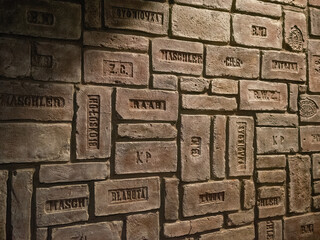 retro bricks wall in the cafe of lviv old city
