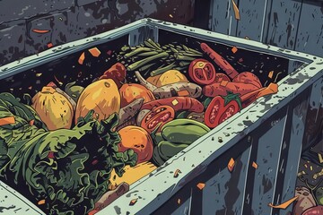 perfectly good food wasted in dumpster highlighting food waste issue generative ai illustration