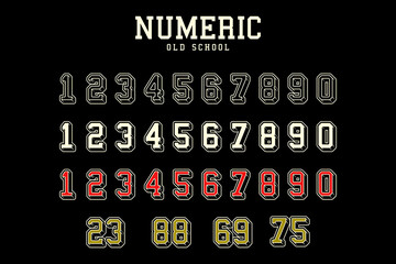Fototapeta premium Set vintage old school numeric vector design