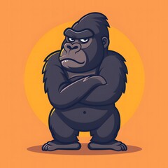 Upset Gorilla Stands: Simple Artwork with Flat Colors