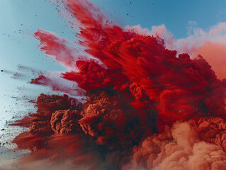 Red Cloud Explosion Mimicking Italian Tricolor
