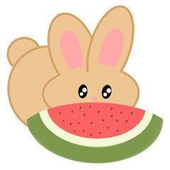 easter bunny eating watermelon