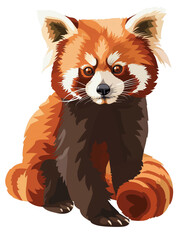 Cute Red panda illustration isolated on white transparent background. PNG format