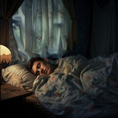 Fototapeta na wymiar person sleeping on the bed