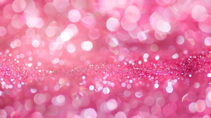 Pink background, sparkling pink glitter with a white bokeh effect. Generated by artificial intelligence.