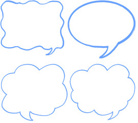 Speech Balloon, Speech Bubble Cartoon Resource, Blue Marker Doodle, Hand Drawn