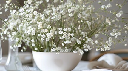 Close up view of a chic table arrangement featuring delicate gypsophila flowers perfect for a Mother s Day celebration