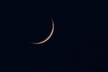 A thin sliver of the crescent moon
