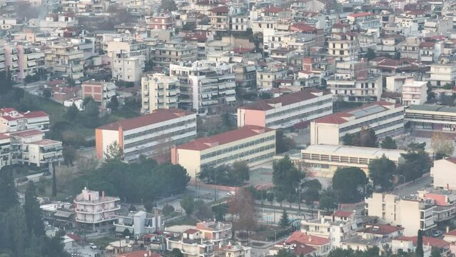Aerial detail of Lamia City in Greece