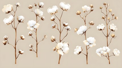 Cotton plant. Isolated cotton on white background