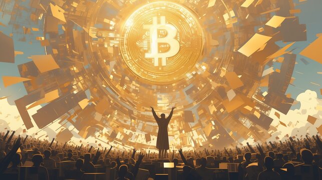 bitcoin cryptocurrency illustration background.