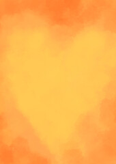 Orange color watercolor background with heart