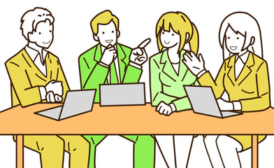 会議するビジネスマンたち