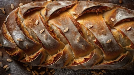 Foto auf Acrylglas Artisanal Crusty Bread Loaf with Pumpkin Seeds © VGV
