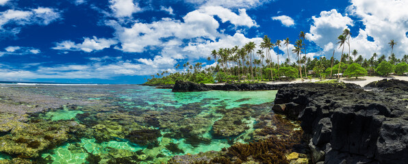 Coral reef for snorkeling on south side of Upolu, Samoa Islands