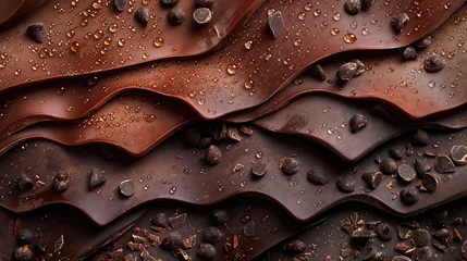 Fotobehang Glistening Chocolate Waves with Droplets © VGV