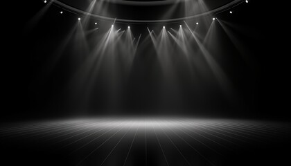 abstract background with glowing white lights on stage - Powered by Adobe