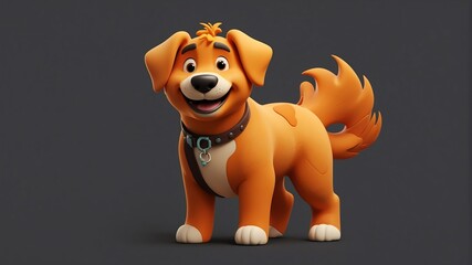 a cute big dog on plain background cartoon from Generative AI