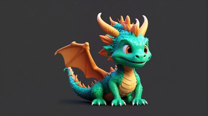 a cute dragon plain background cartoon from Generative AI