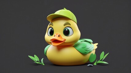 a cute duck on plain background cartoon from Generative AI