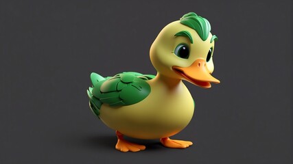a cute duck on plain background cartoon from Generative AI