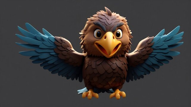 a cute eagle on plain background cartoon from Generative AI
