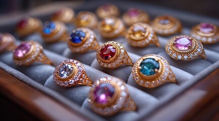 Various exquisite and beautiful jewelry, diamond jewelry, gemstone rings, necklaces and gold