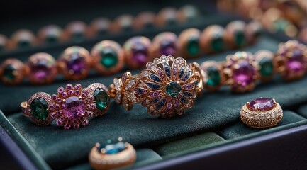 Various exquisite and beautiful jewelry, diamond jewelry, gemstone rings, necklaces and gold
